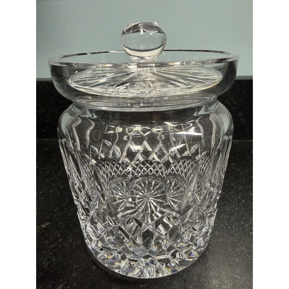 Waterford Crystal Colleen Short Stem Biscuit Barrel Jar w Lid Signed 6.75